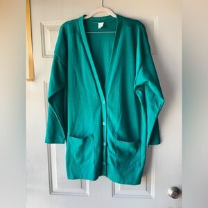 Units vintage 80’s Kelly green long cardigan size XL